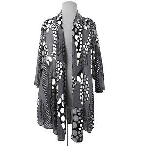 Mirror Image Wrap $60 Sz 3x Black White Polka Dots Sheer Poly Spandex Wrap